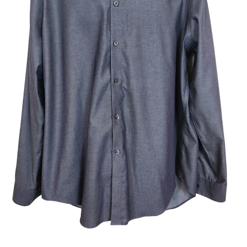 Calvin Klein Dress Shirt Mens 18 Collar Slim Fit Blue Contrast Collar - Picture 5 of 9